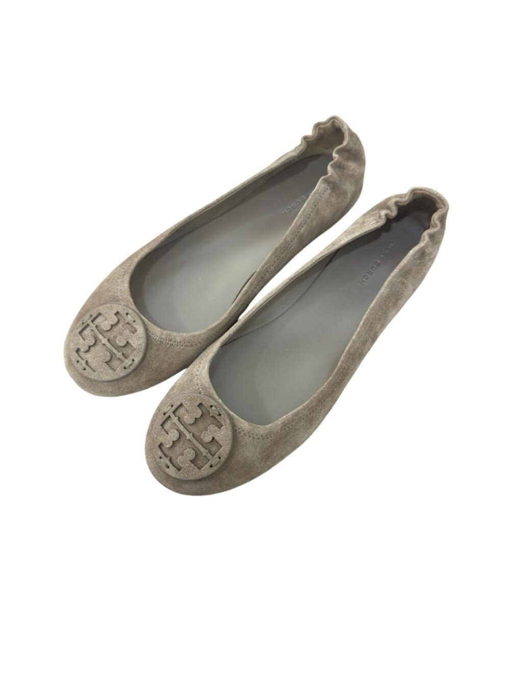 Tory Burch Minnie Travel Suede Ballet Flats Beige Logo Detail Women Size 9.5M - Picture 16 of 16